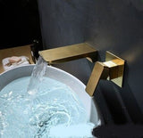 Concealed Copper Wall-mounted Black Hot and Cold Waterfall Basin Faucet
