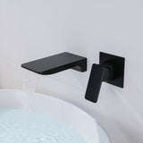 Concealed Copper Wall-mounted Black Hot and Cold Waterfall Basin Faucet