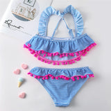 Children's Furball Lace Striped Split Bikini