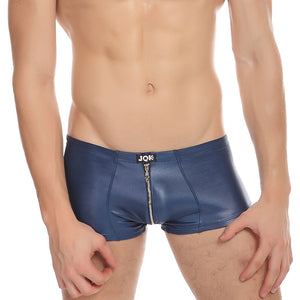 Men's Stage Short Panties, Sexy Imitation Leather, Shining Boxer Trunks
