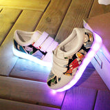 Children's Flash Spring and Summer Colorful Glowing Shoes, Girls' Soft Leather Panel USB Charging LED Light Boots