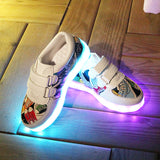 Children's Flash Spring and Summer Colorful Glowing Shoes, Girls' Soft Leather Panel USB Charging LED Light Boots