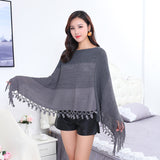 Plus Size Women's Cape Cloak with Contrast Stitching & Tassel Details