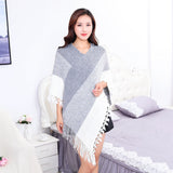 Plus Size Women's Cape Cloak with Contrast Stitching & Tassel Details