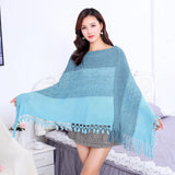 Plus Size Women's Cape Cloak with Contrast Stitching & Tassel Details