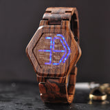 LED Display, Wooden Watch, Men's Wood Night Vision, Wristwatches