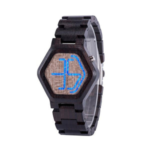 LED Display, Wooden Watch, Men's Wood Night Vision, Wristwatches
