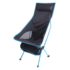 Portable Folding Beach Chair with Extended Backrest, Moon Chair Lunch Break Aluminum Recliner