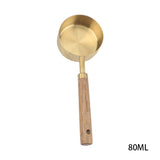 Jiusuo Copper Color, Wooden Handle Measuring Spoon, Four-piece Set of Stainless Steel Measuring Cup, Special for Baking