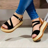 Platform Sandals, Hollow Buckle Women's Shoes
