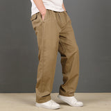 Men's Straight-leg Cargo Pants, Loose Fit, Elastic Waist, for Work or Casual Wear
