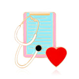 Peach Heart Stethoscope Dripping Brooch
