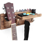 Vintage Wooden Wall-mounted Guitar Storage Rack with Hanging Hook