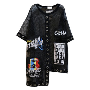 Women's Mesh See-through, Plus Size, MM Net, Oversize Shirt