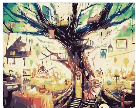 Abstract Tree House, DIY Digital Painting Kit