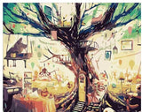 Abstract Tree House, DIY Digital Painting Kit