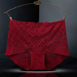 Large Size Mid-waist Lace Ladies' Panties, Sexy Mesh Transparent Antibacterial Cotton Crotch, Breathable Fat Hips Briefs