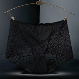 Large Size Mid-waist Lace Ladies' Panties, Sexy Mesh Transparent Antibacterial Cotton Crotch, Breathable Fat Hips Briefs