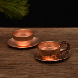 Pure Handmade Water Dish – Thickened Copper Cup + Plate