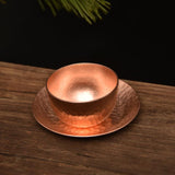 Pure Handmade Water Dish – Thickened Copper Cup + Plate