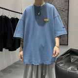 Japanese Casual Men’s Half-Sleeve T-shirt, Loose Streetwear Round-neck Waffle Oversized Fashion Top