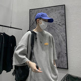Japanese Casual Men’s Half-Sleeve T-shirt, Loose Streetwear Round-neck Waffle Oversized Fashion Top
