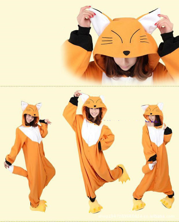 Cartoon One-piece Pajamas, Yellow Fox, Cosplay Clothes for Men and Women