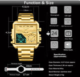 BOAMIGO New Top Brand Luxury Fashion Watches, Stainless Steel Sports Square Digital Analog Big Quartz Device for Men