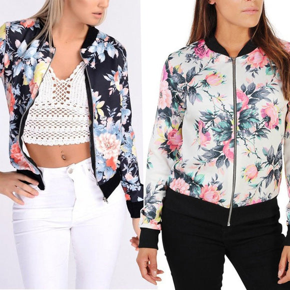Long Sleeve Rose Print Jacket for Women