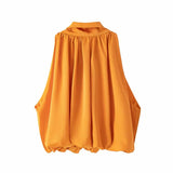 Sexy Blouses Orange Crop Ladies Shirt