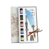 Glass Dipping Pen, Color Ink Feather Calligraphy Quill Set