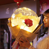 LED Luminous Balloon Rose Bouquet, Transparent Bobo Ball Rose