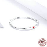 925 Sterling Silver Round Circle Pure Finger Ring, Simple Heart Engraved Jewelry
