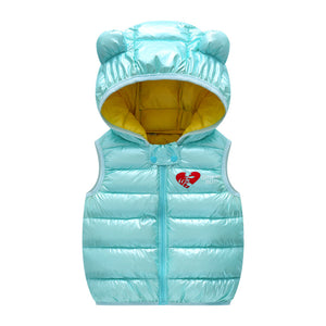 Children Warm Down Vest Autumn Baby Boys Girls Sleeveless Waistcoat, Kids Outerwear Hooded Jackets
