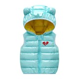 Children Warm Down Vest Autumn Baby Boys Girls Sleeveless Waistcoat, Kids Outerwear Hooded Jackets
