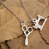 Tailor Sewing Machine Necklace – Scissors Pendant Clavicle Chain for Men