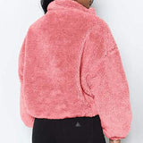 Women's Warm Faux Fur Jacket, Winter Strong Zippered, Loose Long Sleeves Blazer