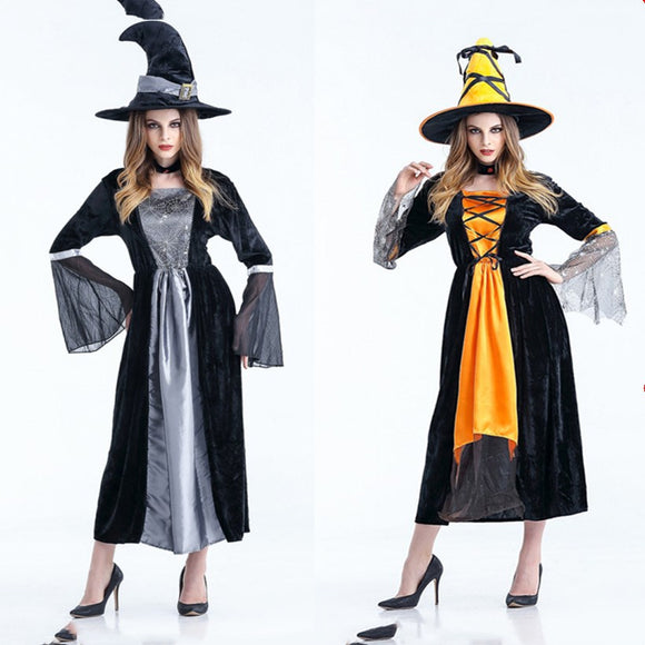 Women Scary Witch Costumes, Adult Sorceress Cosplay Dress for Halloween, Women's Magic Moment Carnival Fancy Dress