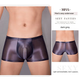 Oil Glossy, U Convex, Ultra-thin, Transparent, Men's Comfortable Stretch Shorts