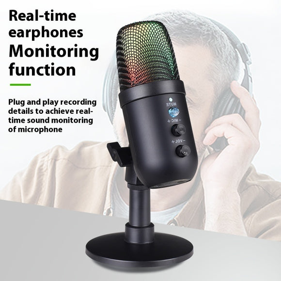 RGB Mobile Phone Computer Live Karaoke E-sports Games USB Microphone
