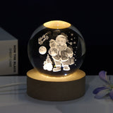 Creative 3D Laser Carved Crystal Ball, Bedroom Small Night Lamp
