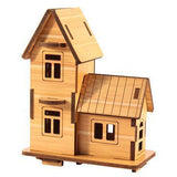Wooden 3D Stereo Puzzle, Small House Building Assembly Model, DIY Ornaments