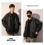 Men's Autumn Winter Suede Bomber Coat, Autumn Top Jacket