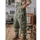 European and American Style Reverse Master Straight Multi-pocket Workwear Cargo Suspender Pants
