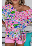 Shiying Printed Drop-shoulder Sleeve Top, Summer Fashion T-shirt for Women