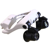 Headset Magnifying Glass with LED Light, Hands-free Head-mounted Magnifier