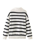 Autumn and Winter New Women's Clothing Loose Temperament Idle Style Striped Knitted Sweater