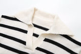 Autumn and Winter New Women's Clothing Loose Temperament Idle Style Striped Knitted Sweater