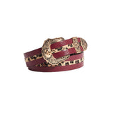Women’s Leather Belt with Carved Buckle – Punk Fashion Waist Accessory