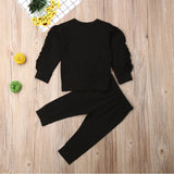 Newborn Baby Boys' Girls Ruffles Jumper, Solid Long Sleeve Sweatshirt Tops Pants, Infant Kids' 2 Pcs Outfits Clothes